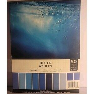 Colorbok Smooth Cardstock 8.5"X11" 50/Pkg-Craft, Blue Azules, 66.5lb 180 GSM